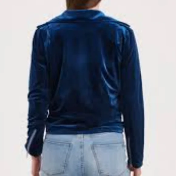 Badgley Mischka Jacket Velvet Chic Moto Turquoise Size S - Picture 16 of 16